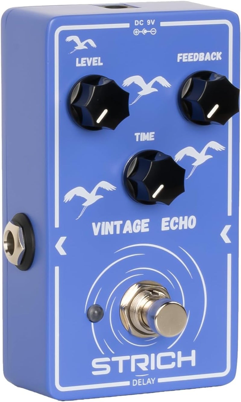 STRICH VINTAGE ECHO Analog Delay Guitar Pedal, Vintage Delay Effect Pedal, True Bypass for Electric Guitar, Blue - Image 1